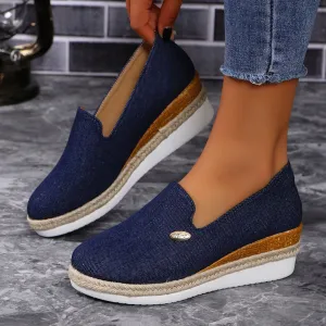 Amozae-New Woman Flat Women's Platform Casual Shoes Solid Color Breathable Wedge Espadrilles Chaussures Femme Zapatos De Mujer