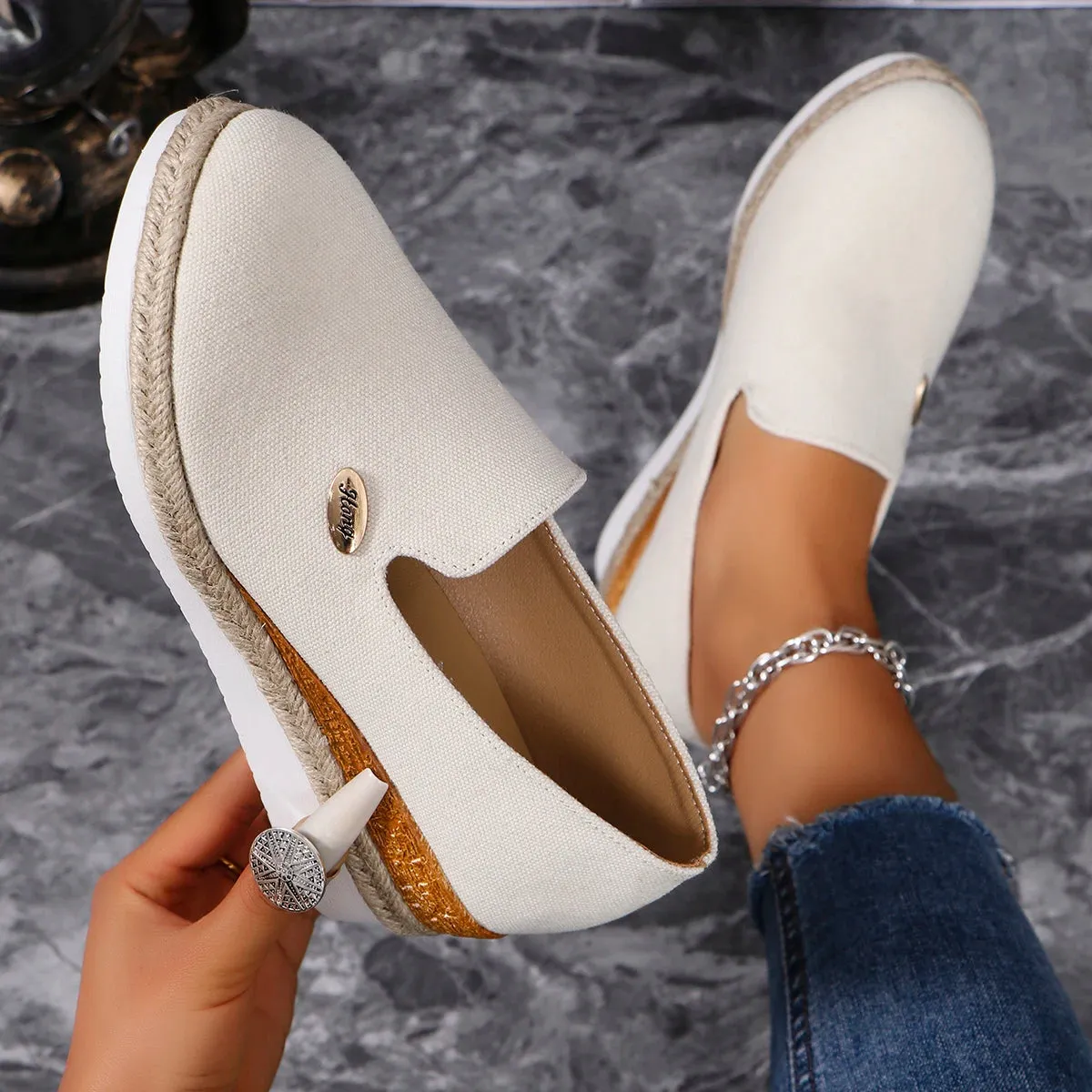 Amozae-New Woman Flat Women's Platform Casual Shoes Solid Color Breathable Wedge Espadrilles Chaussures Femme Zapatos De Mujer