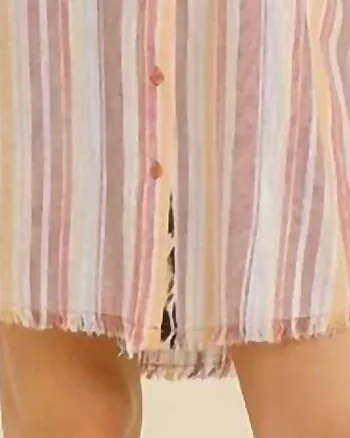 Bleached Stripe Collared Dress In Carrot Mix | Carrot Mix