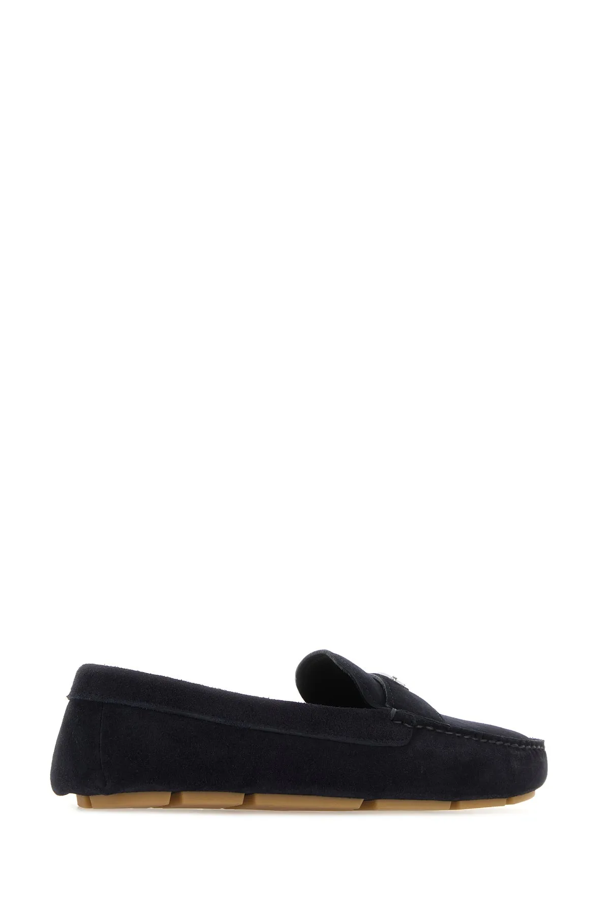 Dark blue suede loafers