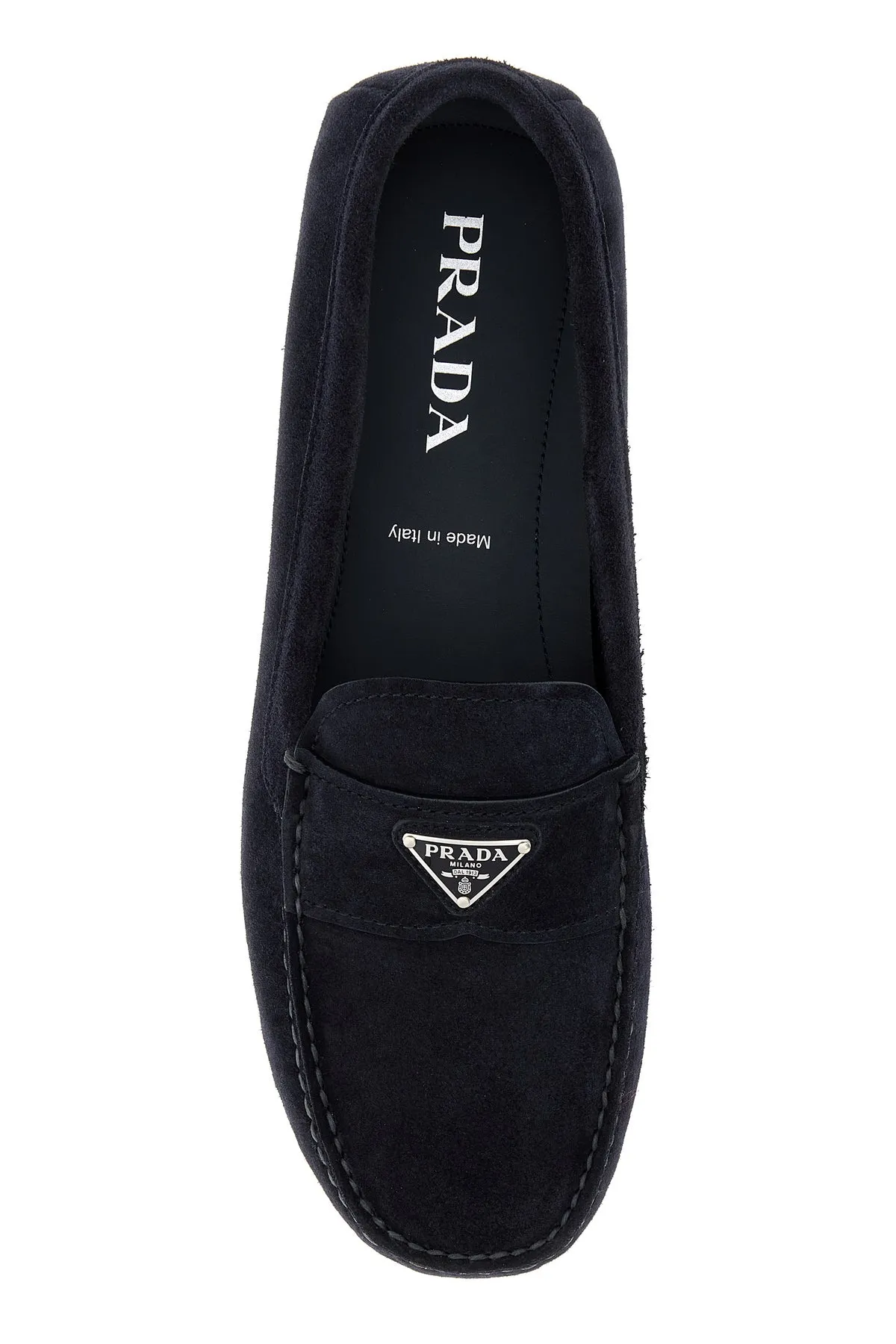 Dark blue suede loafers