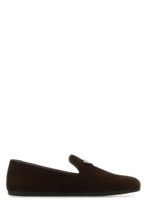 Dark brown suede loafers