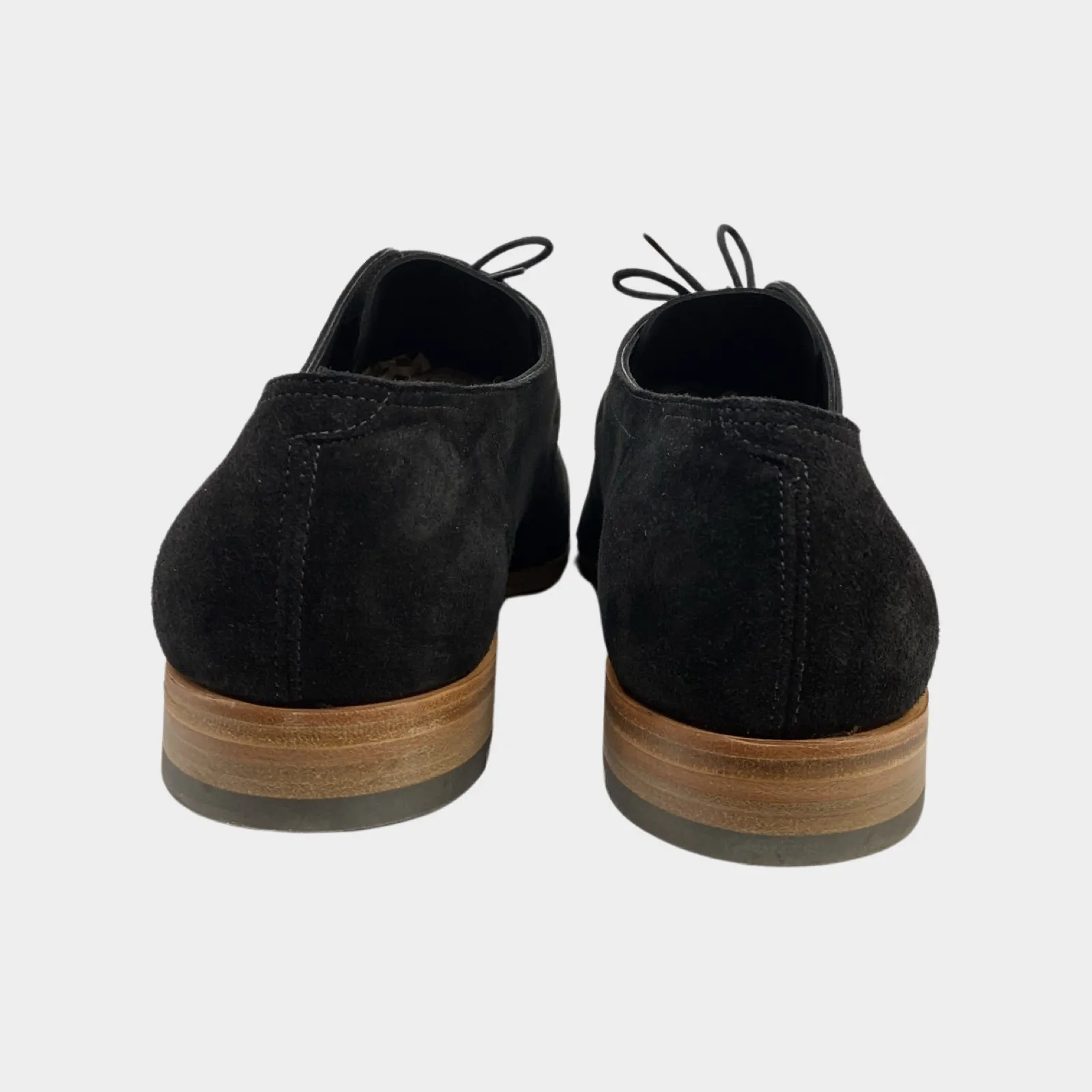 John Lobb men's black suede loafers
