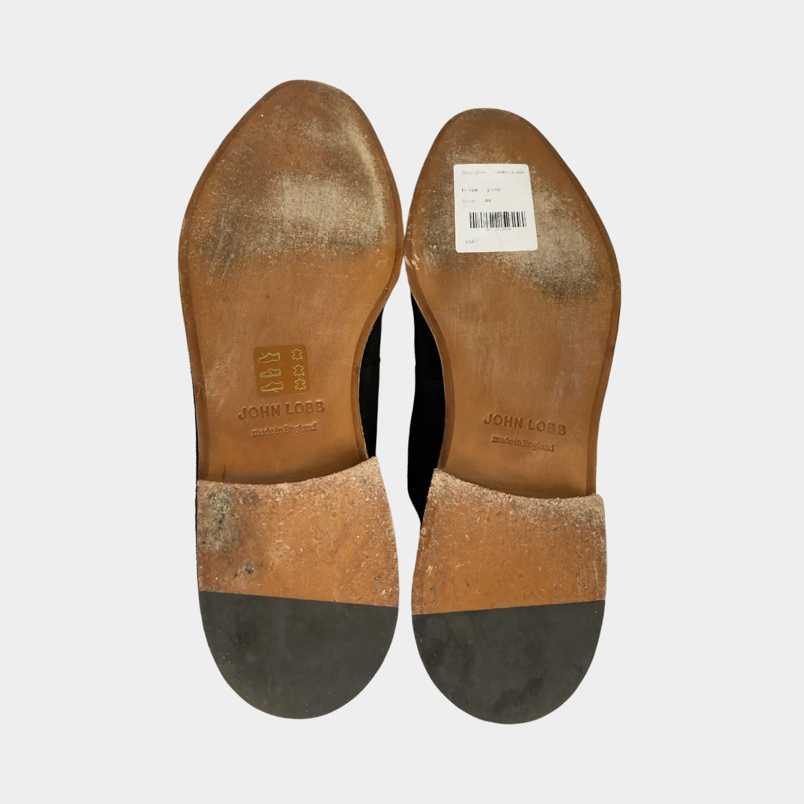 John Lobb men's black suede loafers