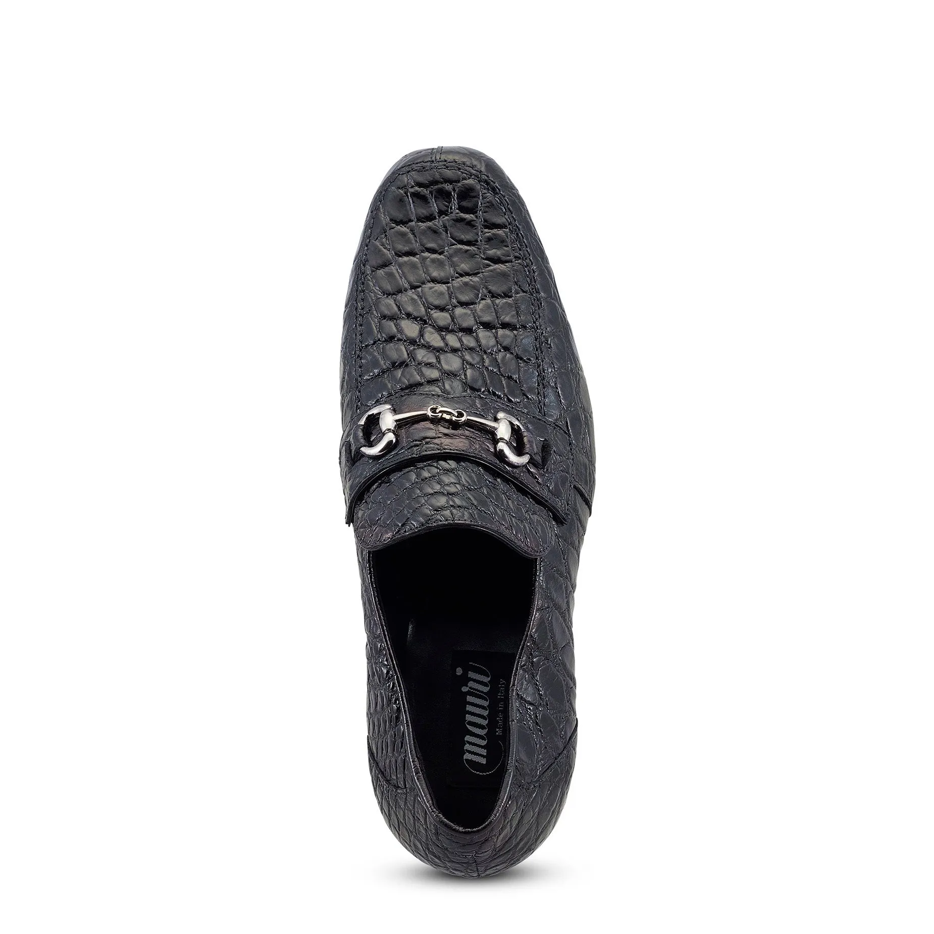 Mauri Executive 4885/2 Men's Shoes Black Alligator Split-Toe Horsebit Loafers (MA5478)