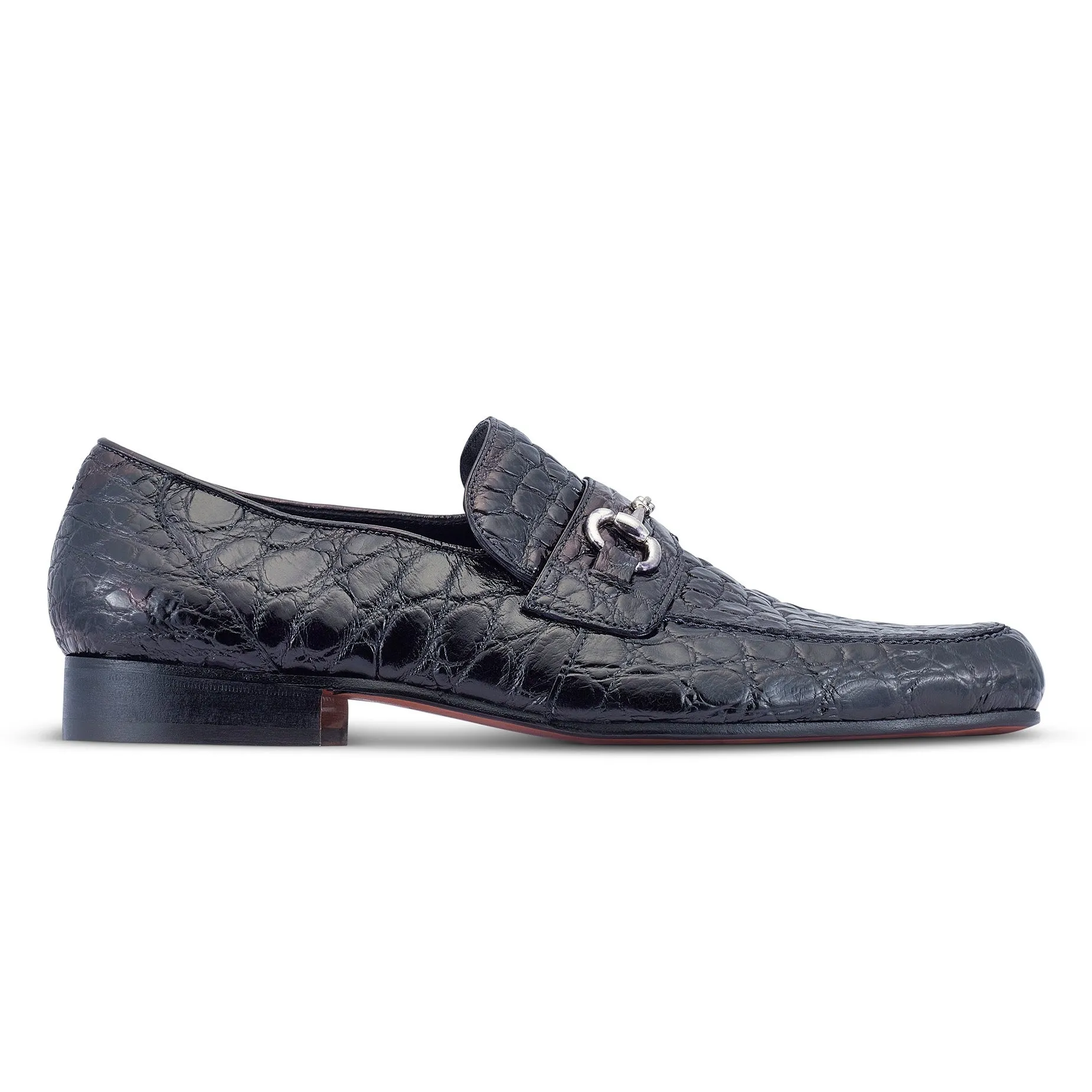 Mauri Executive 4885/2 Men's Shoes Black Alligator Split-Toe Horsebit Loafers (MA5478)