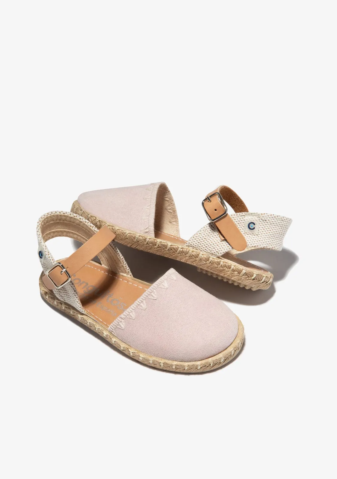 Pink Buckle Embroidery Espadrilles
