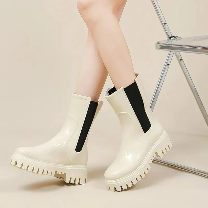 Women Rain Boots Waterproof Rubber Shoes New Arrivals Designer Platform Boots - WRB50153