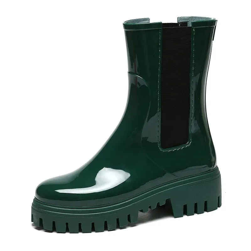 Women Rain Boots Waterproof Rubber Shoes New Arrivals Designer Platform Boots - WRB50153