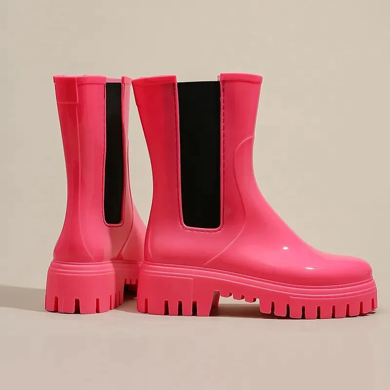 Women Rain Boots Waterproof Rubber Shoes New Arrivals Designer Platform Boots - WRB50153