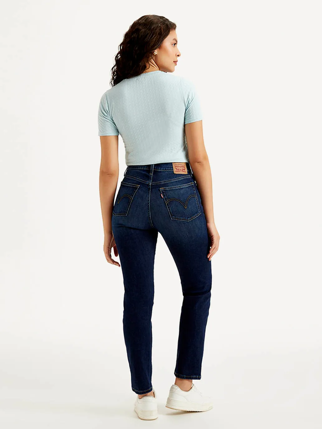 Women's Navy Blue Straight Fit High Rise Jeans